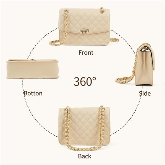 Quilted Crossbody Bags For Women, Gold - Picture 6 of 6